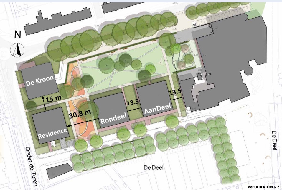 Ruimte tussen de gebouwen Emmeloord AanDeel Rondeel Residence Kroon